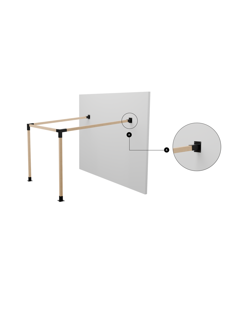 Conector Base Ángulo Acero Negro
