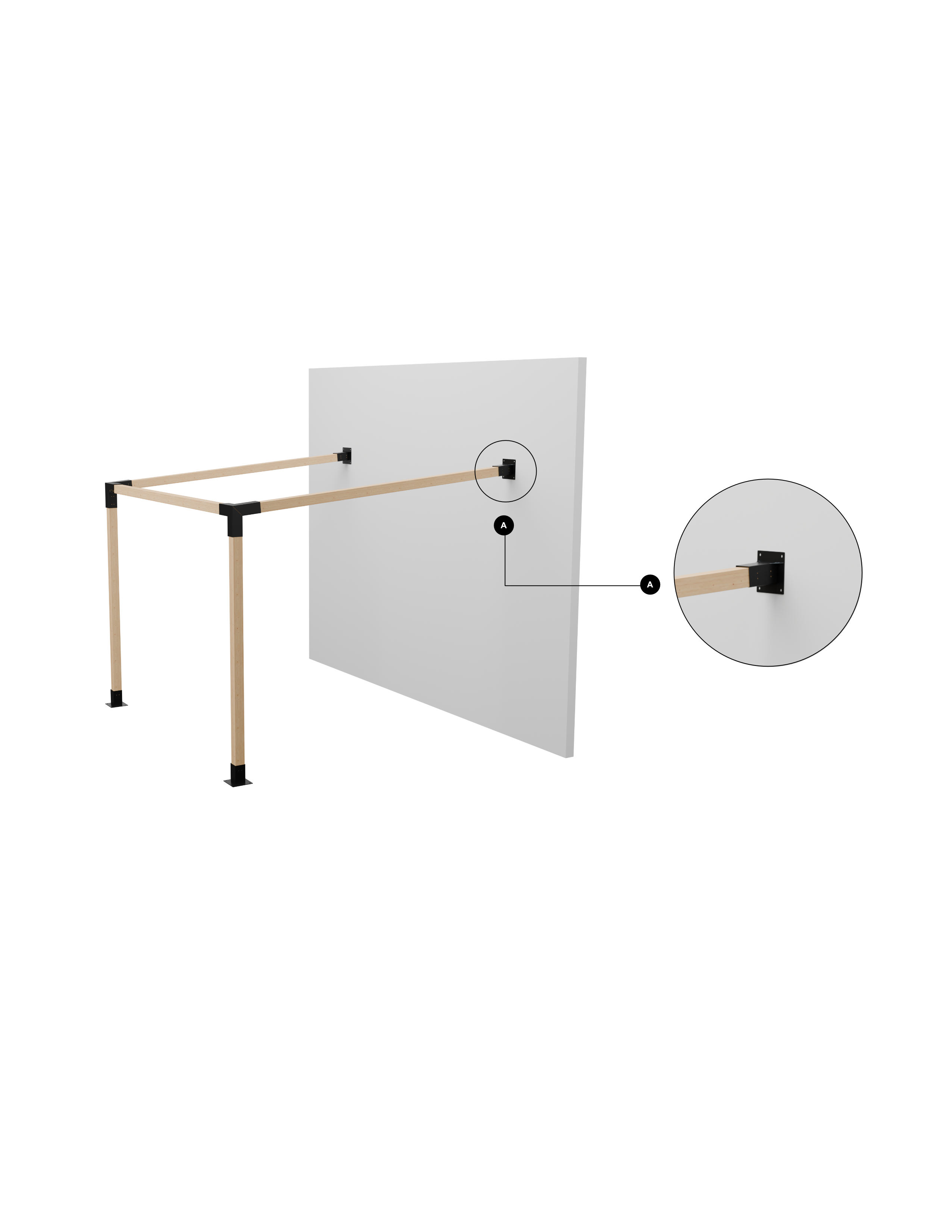 Conector Base Ángulo Acero Negro