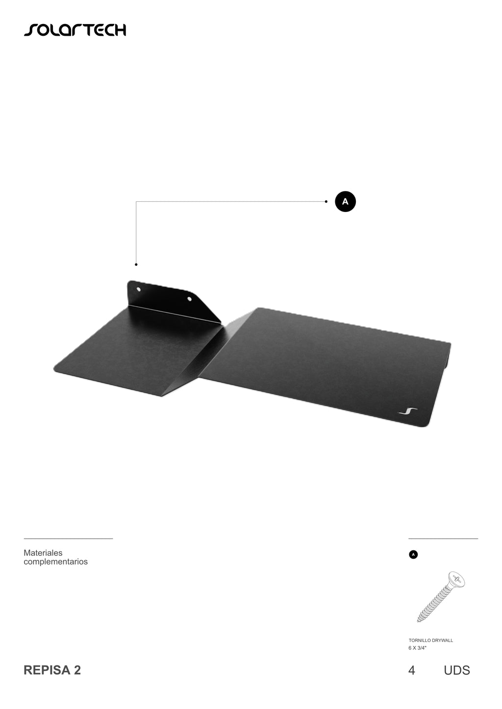Repisa 2 Acero Negro Accesorio para Pérgola
