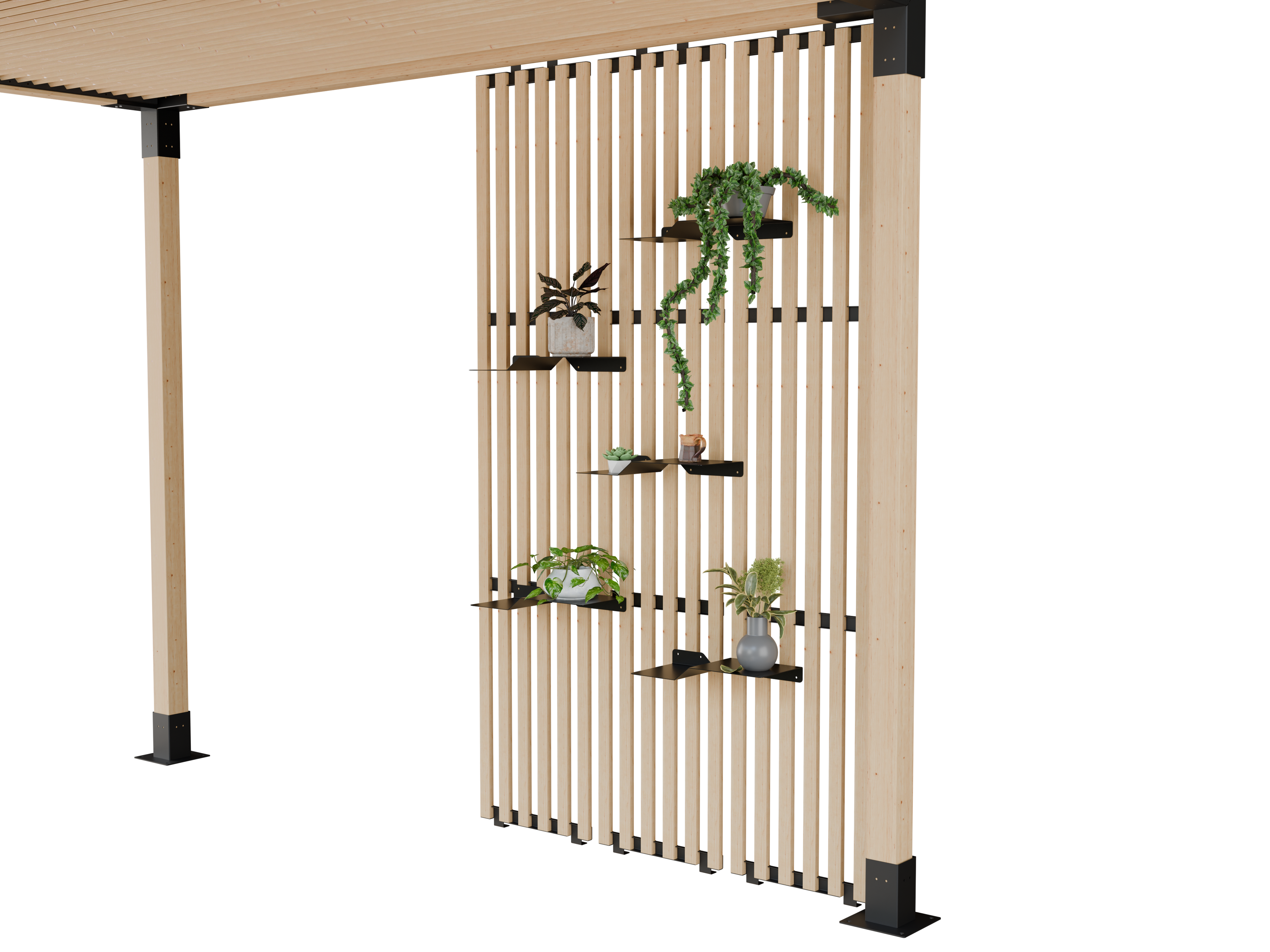 Repisa 2 Acero Negro Accesorio para Pérgola