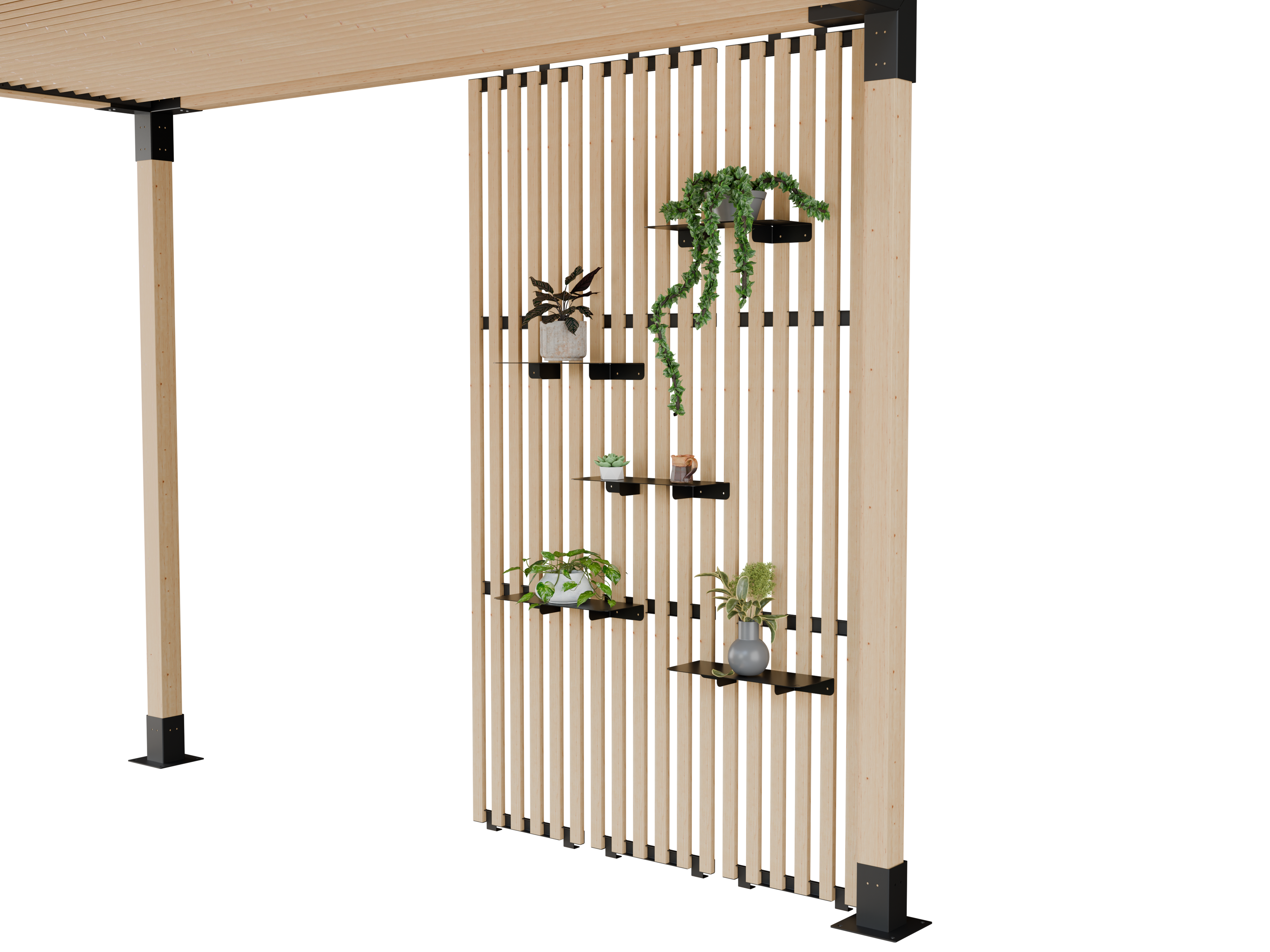 Repisa 3 Acero Negro Accesorio para Pérgola