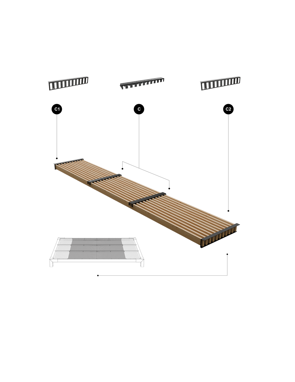 Kit Central Techo Palillaje para Pérgola