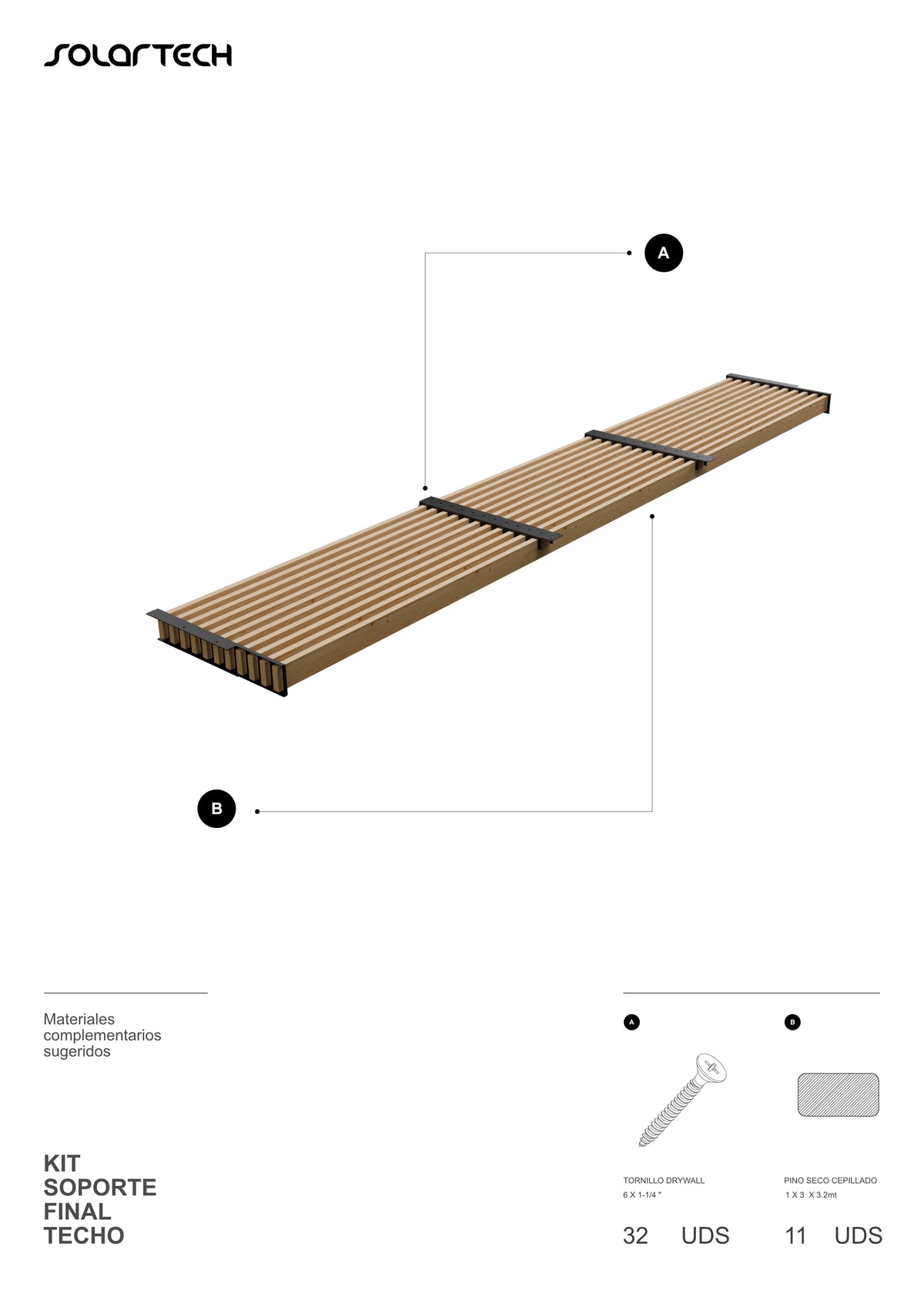 Kit Final Techo Palillaje para Pérgola