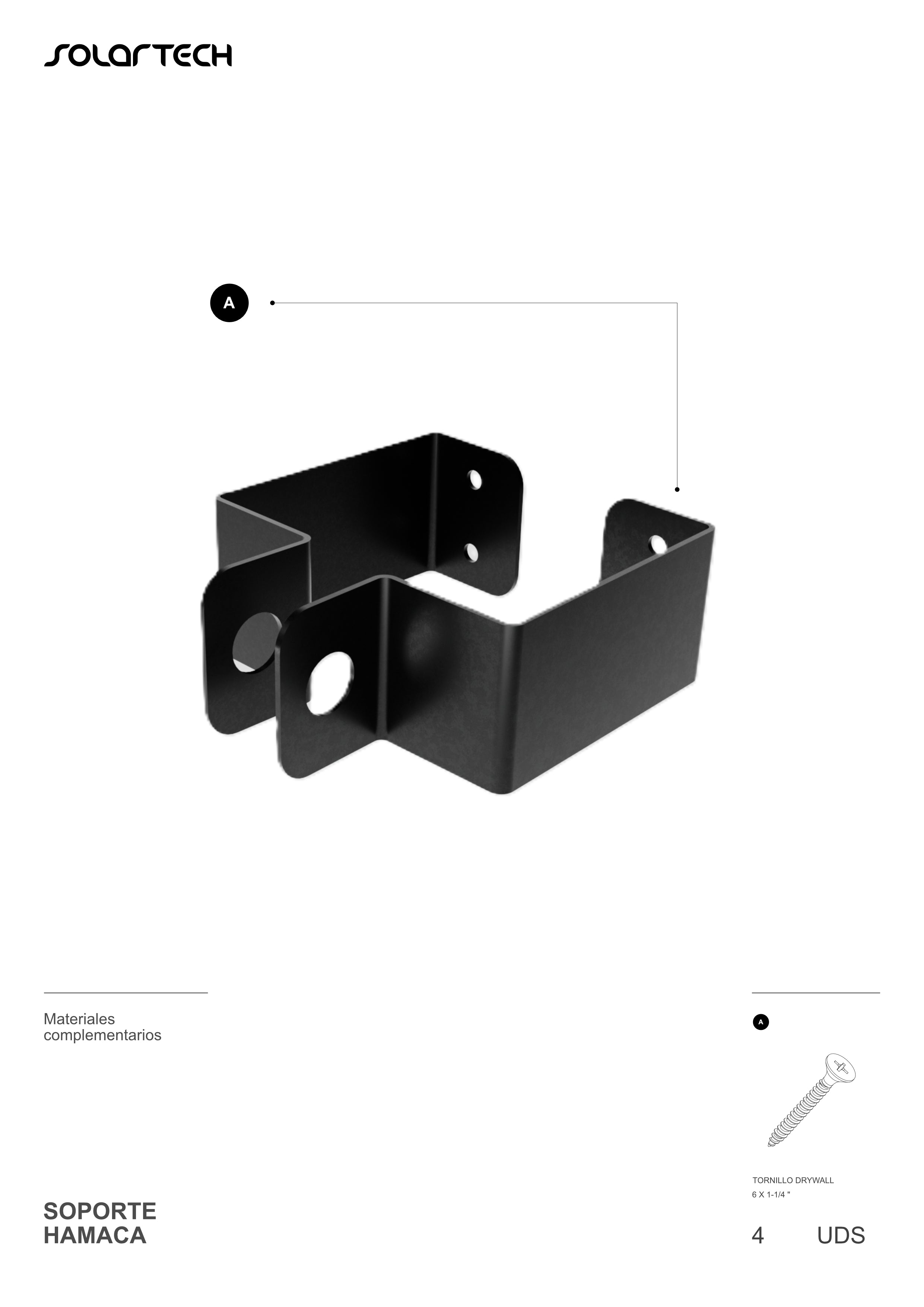 Soporte Hamaca  Acero Negro Accesorio para Pérgola