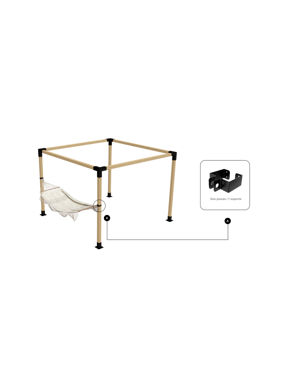 Soporte Hamaca  Acero Negro Accesorio para Pérgola