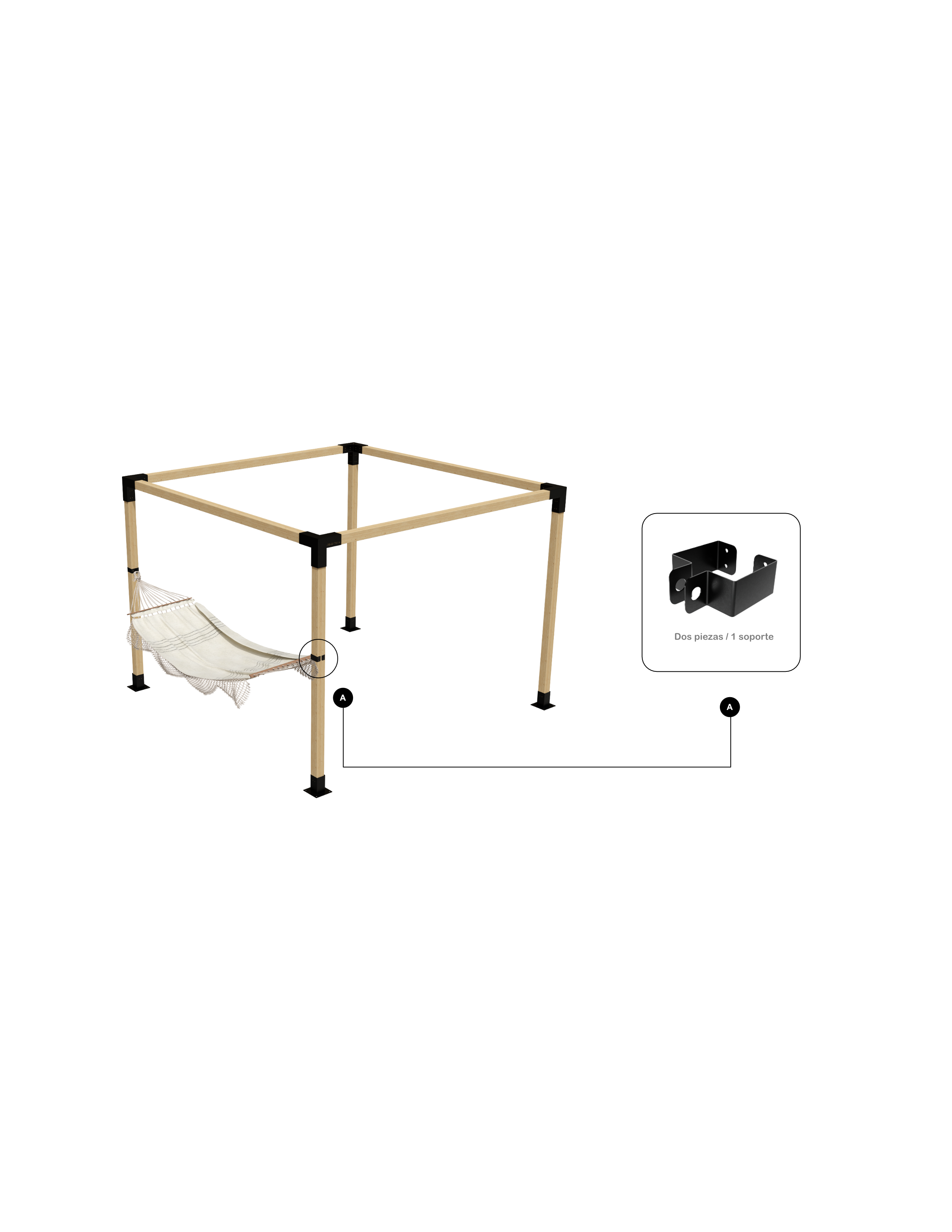 Soporte Hamaca  Acero Negro Accesorio para Pérgola