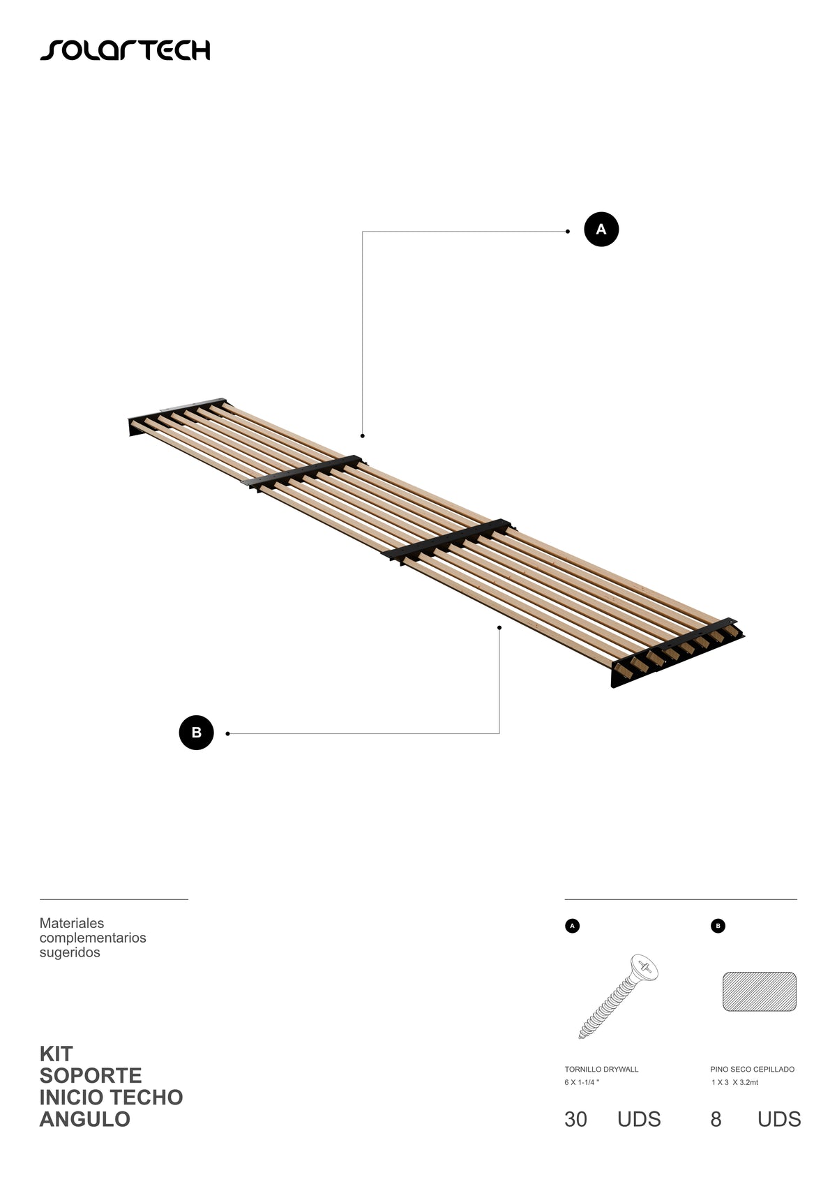 Kit Inicio Techo en Ángulo Palillaje para Pérgola