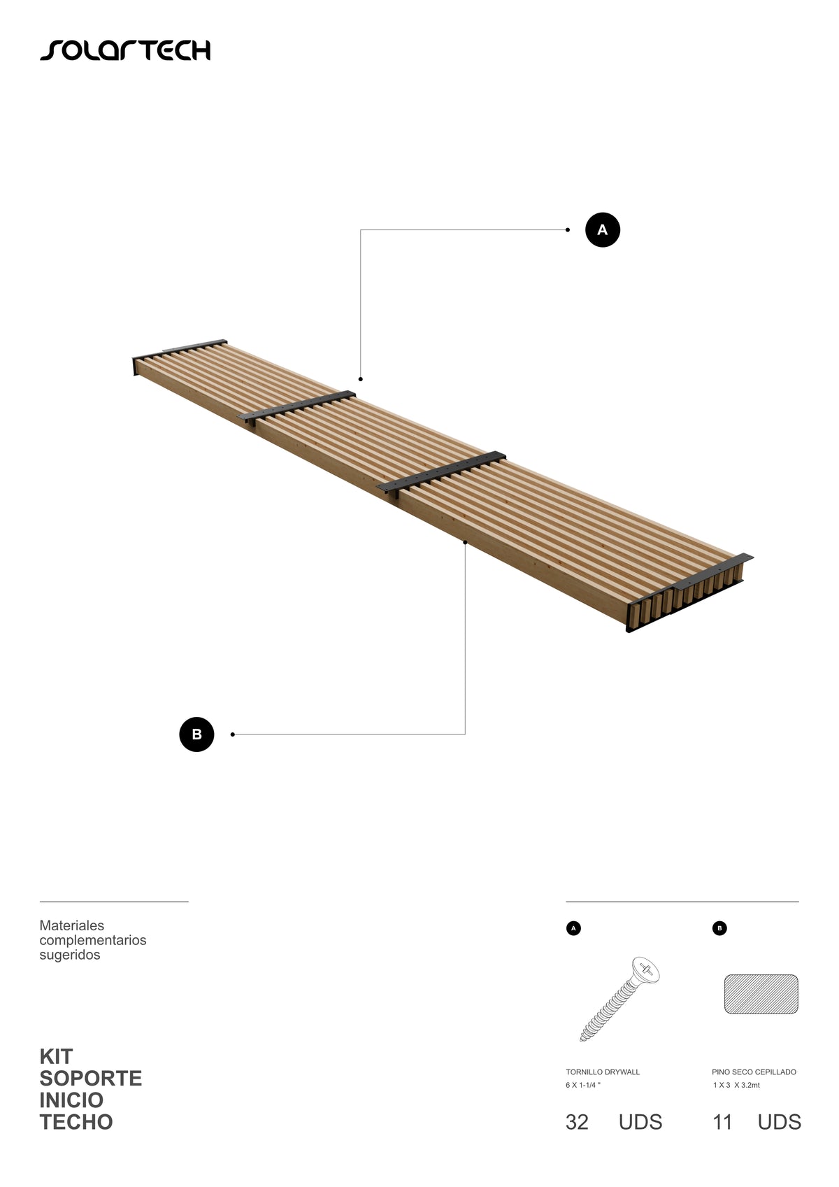 Kit Inicio Techo Palillaje para Pérgola