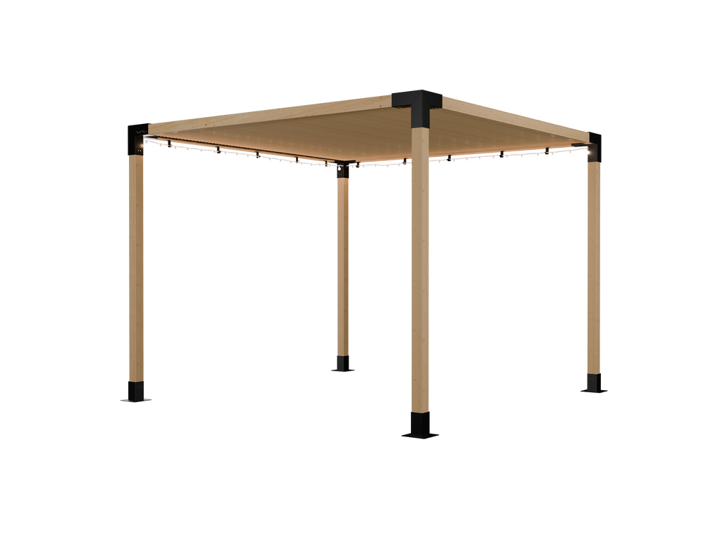 Kit Soporte Luces 2 Acero Negro Accesorio para Pérgola