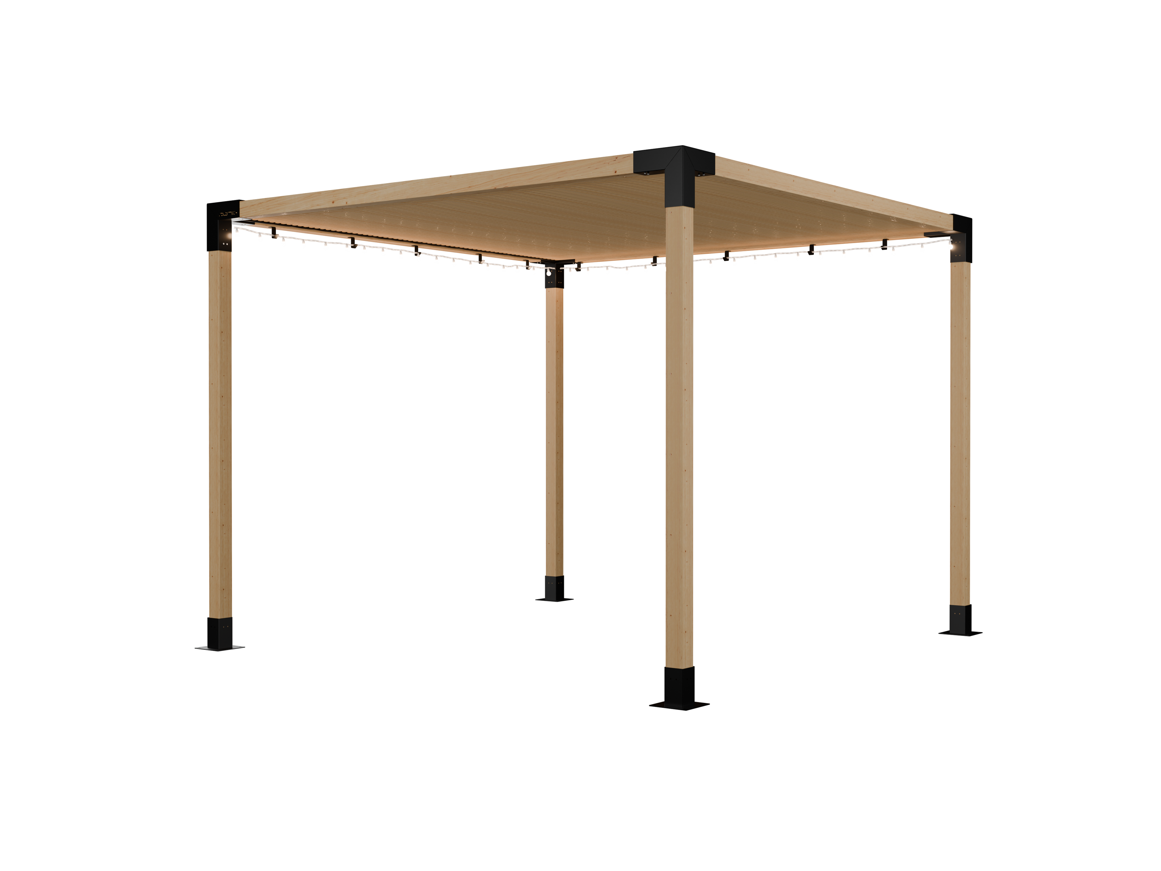 Kit Soporte Luces 2 Acero Negro Accesorio para Pérgola