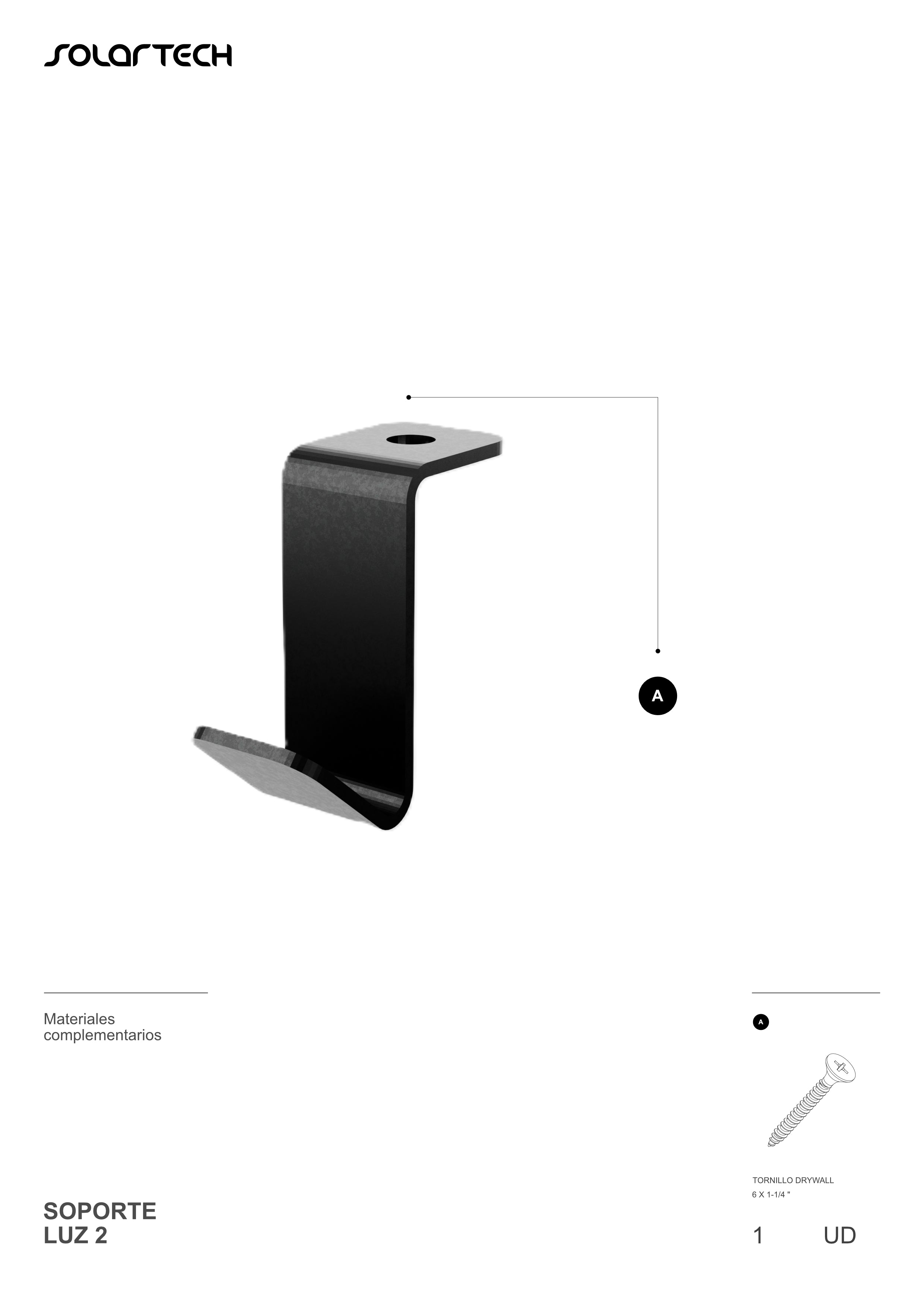 Kit Soporte Luces 2 Acero Negro Accesorio para Pérgola
