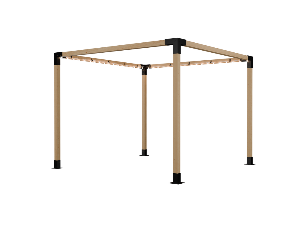 Kit Soporte Luces Acero Negro Accesorio para Pérgola