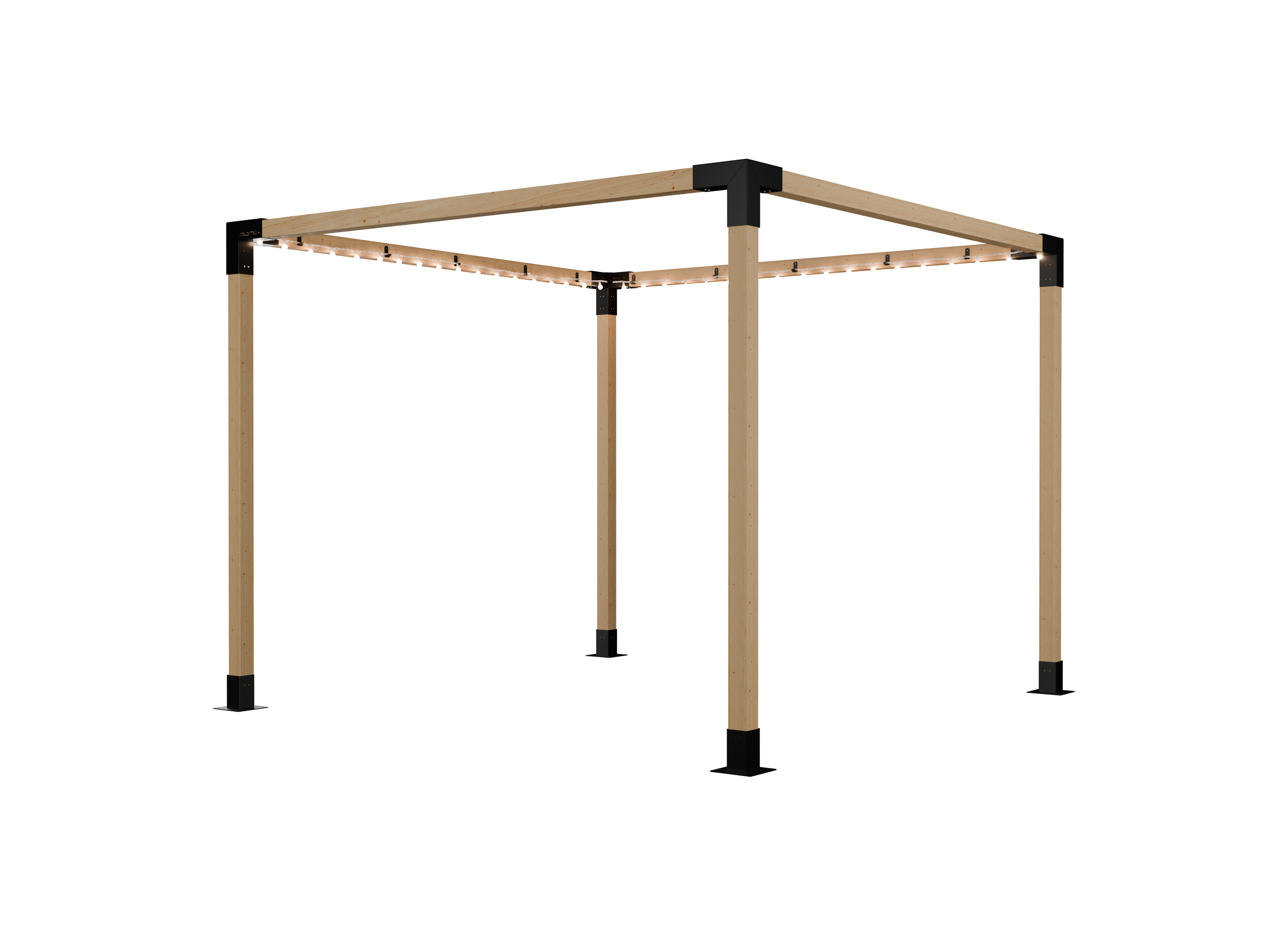 Kit Soporte Luces Acero Negro Accesorio para Pérgola