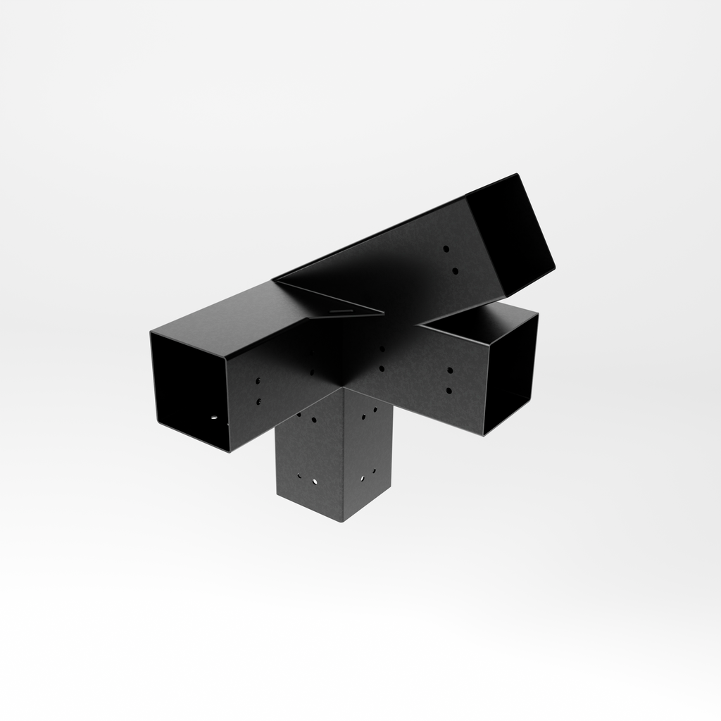 Conector Triple 30º Derecho Acero Negro