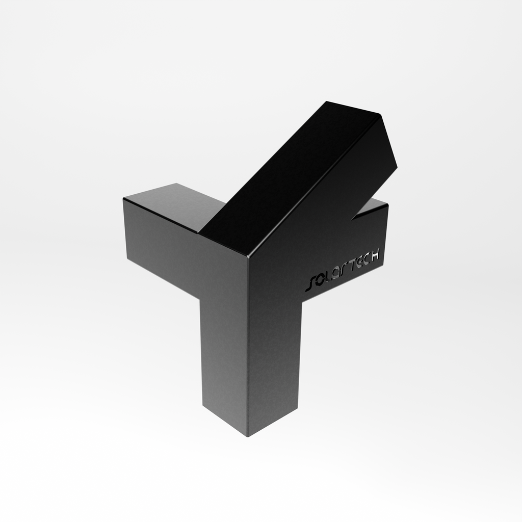 Conector Triple 30º Izquierdo Logo Acero Negro